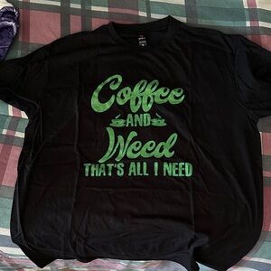 Black Graphic Tee with Green Print